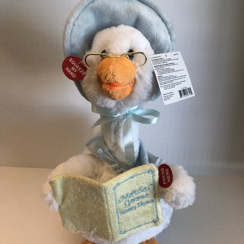 Talking Mother Goose Plush 16" Reads 5 Nursery Rhymes for Bedtime, Tested Works